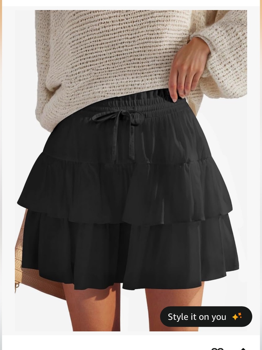 Black Tiered Ruffle Mini Skort
